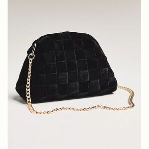 Elegant Maeve by Anthropologie Black Woven Velvet Clutch